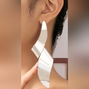 SILVER geometric earrings, mirror